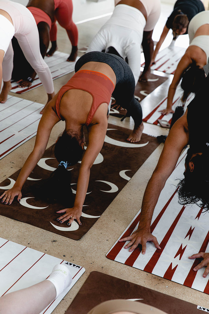 Yoga class session of women