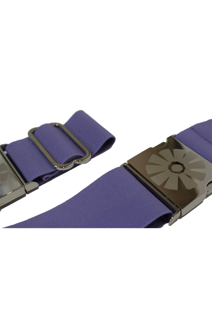 Lilac strap with a silver buckle on a white background