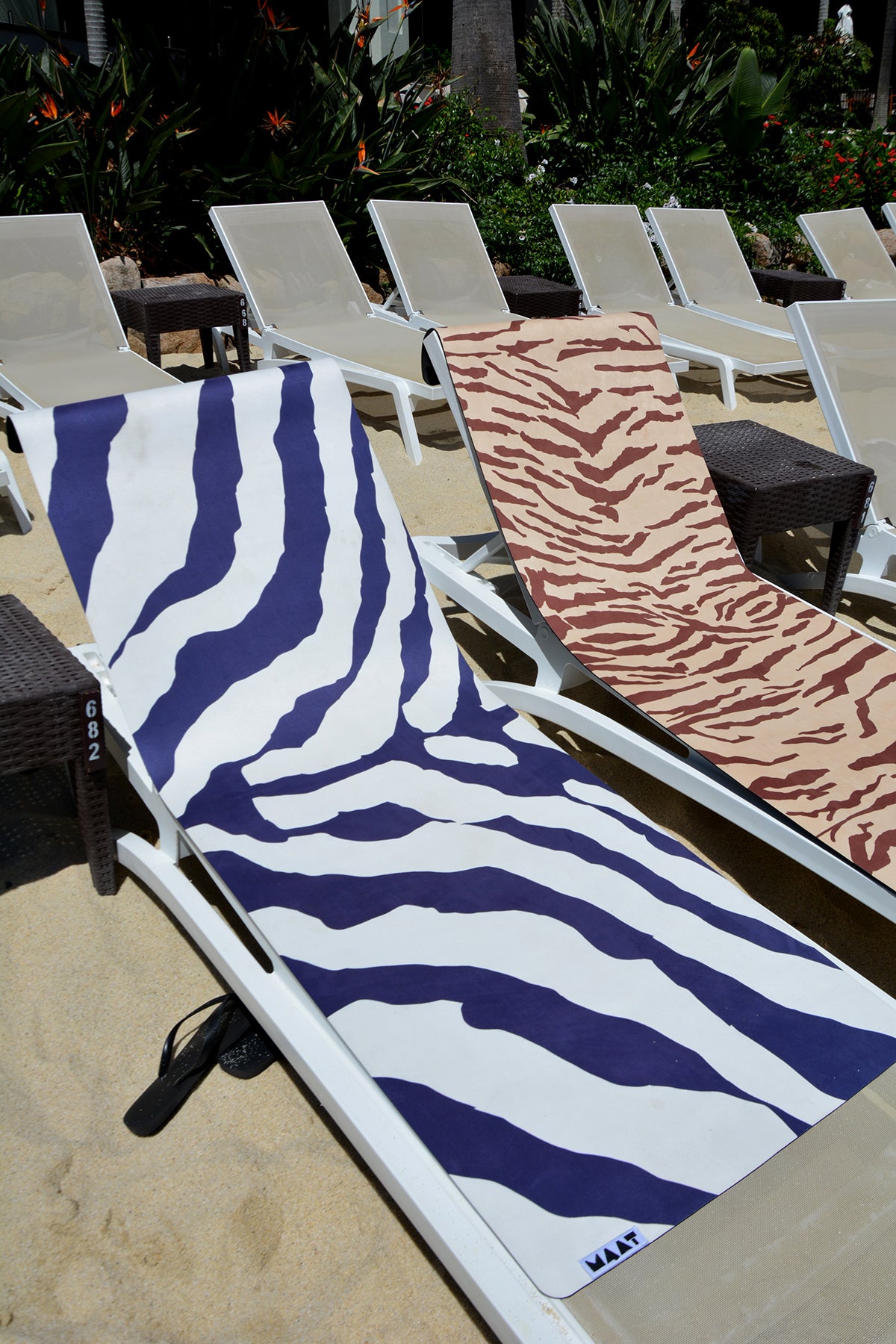 Yoga mat lying on top of a beach chair