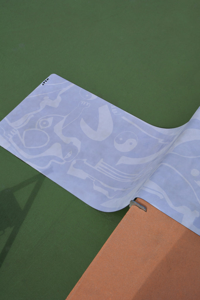 Purple Yoga Suede Mat on Green Step 